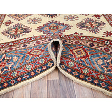 Load image into Gallery viewer, 6&#39;x9&#39;3&quot; Heron White, Natural Dyes, Densely Woven Organic Wool, Hand Knotted Afghan Super Kazak Geometric Elements Oriental Rug FWR519354