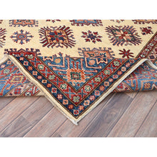 Load image into Gallery viewer, 6&#39;x9&#39;3&quot; Heron White, Natural Dyes, Densely Woven Organic Wool, Hand Knotted Afghan Super Kazak Geometric Elements Oriental Rug FWR519354