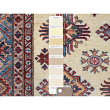 Load image into Gallery viewer, 6&#39;x9&#39;3&quot; Heron White, Natural Dyes, Densely Woven Organic Wool, Hand Knotted Afghan Super Kazak Geometric Elements Oriental Rug FWR519354