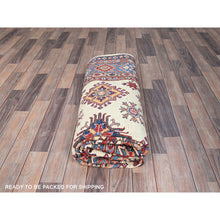 Load image into Gallery viewer, 6&#39;x9&#39;3&quot; Heron White, Natural Dyes, Densely Woven Organic Wool, Hand Knotted Afghan Super Kazak Geometric Elements Oriental Rug FWR519354