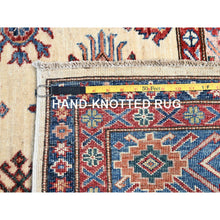 Load image into Gallery viewer, 6&#39;x9&#39;3&quot; Heron White, Natural Dyes, Densely Woven Organic Wool, Hand Knotted Afghan Super Kazak Geometric Elements Oriental Rug FWR519354