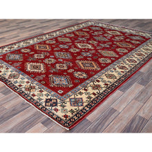 Load image into Gallery viewer, 6&#39;x8&#39;8&quot; Fire Brick Red, Afghan Tribal Super Kazak With All Over Medallions, Natural Dyes, Soft And Velvety Pure Wool, Hand Knotted, Oriental Rug FWR519360