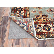 Load image into Gallery viewer, 6&#39;x9&#39; Belgian Block Gray, Afghan Hand Knotted Super Kazak With Tribal Medallions, Vegetable Dyes Denser Weave, Soft Wool Oriental Rug FWR519378