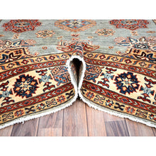 Load image into Gallery viewer, 6&#39;x9&#39; Belgian Block Gray, Afghan Hand Knotted Super Kazak With Tribal Medallions, Vegetable Dyes Denser Weave, Soft Wool Oriental Rug FWR519378