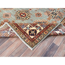 Load image into Gallery viewer, 6&#39;x9&#39; Belgian Block Gray, Afghan Hand Knotted Super Kazak With Tribal Medallions, Vegetable Dyes Denser Weave, Soft Wool Oriental Rug FWR519378