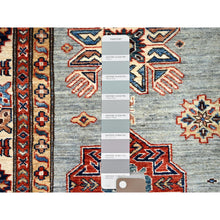 Load image into Gallery viewer, 6&#39;x9&#39; Belgian Block Gray, Afghan Hand Knotted Super Kazak With Tribal Medallions, Vegetable Dyes Denser Weave, Soft Wool Oriental Rug FWR519378