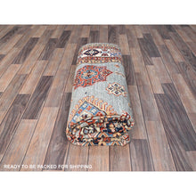 Load image into Gallery viewer, 6&#39;x9&#39; Belgian Block Gray, Afghan Hand Knotted Super Kazak With Tribal Medallions, Vegetable Dyes Denser Weave, Soft Wool Oriental Rug FWR519378