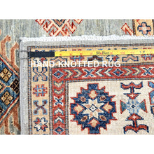 Load image into Gallery viewer, 6&#39;x9&#39; Belgian Block Gray, Afghan Hand Knotted Super Kazak With Tribal Medallions, Vegetable Dyes Denser Weave, Soft Wool Oriental Rug FWR519378