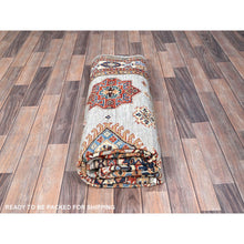 Load image into Gallery viewer, 6&#39;x8&#39;9&quot; Parma Gray, Cloud White Border, Denser Weave, Hand Knotted Natural Dyes Afghan Super Kazak, All Over Geometric Motifs All Wool Oriental Rug FWR519390