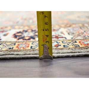 4'10"x6'6" Chinchilla Gray and Nacre White, Shiny Wool, Vegetable Dyes, Afghan Super Kazak with All Over Medallions, Hand Knotted, Denser Weave Oriental Rug FWR519420