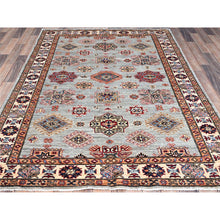 Load image into Gallery viewer, 5&#39;x7&#39;1&quot; Stardew Gray, Hand Knotted, Denser Weave Afghan Super Kazak Vibrant Wool, Natural Dyes, All Over Pattern, Oriental Rug FWR519432