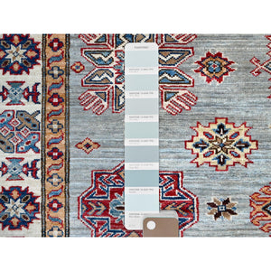 5'x7'1" Stardew Gray, Hand Knotted, Denser Weave Afghan Super Kazak Vibrant Wool, Natural Dyes, All Over Pattern, Oriental Rug FWR519432