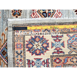 5'x7'1" Stardew Gray, Hand Knotted, Denser Weave Afghan Super Kazak Vibrant Wool, Natural Dyes, All Over Pattern, Oriental Rug FWR519432