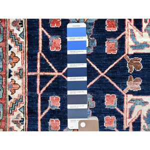 12'x17'6" Dallas Cowboys Blue With Indian Red, Aryana Bidjar Garus Design, Vegetable Dyes, Pure Wool, Hand Knotted, Oversized Oriental Rug FWR519438