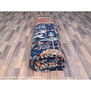 12'x17'6" Dallas Cowboys Blue With Indian Red, Aryana Bidjar Garus Design, Vegetable Dyes, Pure Wool, Hand Knotted, Oversized Oriental Rug FWR519438