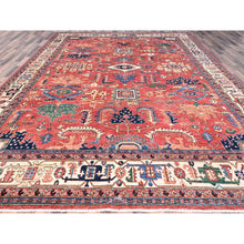 Load image into Gallery viewer, 10&#39;1&quot;x14&#39; Summer Fig Red, Densely Woven, Heriz All Over Design, Vegetable Dyes, Hand Knotted, Organic Wool, Oriental Rug FWR519456