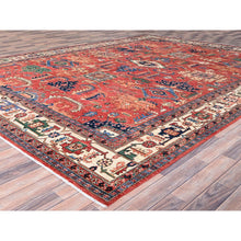 Load image into Gallery viewer, 10&#39;1&quot;x14&#39; Summer Fig Red, Densely Woven, Heriz All Over Design, Vegetable Dyes, Hand Knotted, Organic Wool, Oriental Rug FWR519456