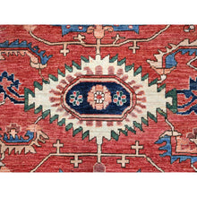 Load image into Gallery viewer, 10&#39;1&quot;x14&#39; Summer Fig Red, Densely Woven, Heriz All Over Design, Vegetable Dyes, Hand Knotted, Organic Wool, Oriental Rug FWR519456