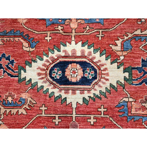 10'1"x14' Summer Fig Red, Densely Woven, Heriz All Over Design, Vegetable Dyes, Hand Knotted, Organic Wool, Oriental Rug FWR519456