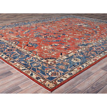Load image into Gallery viewer, 9&#39;x12&#39; Jasper Red, Soft And Shiny Wool, Hand Knotted All Over Heriz Design, Densely Woven, Aryana Oriental Rug FWR519468