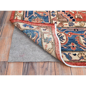 9'x12' Jasper Red, Soft And Shiny Wool, Hand Knotted All Over Heriz Design, Densely Woven, Aryana Oriental Rug FWR519468