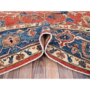 9'x12' Jasper Red, Soft And Shiny Wool, Hand Knotted All Over Heriz Design, Densely Woven, Aryana Oriental Rug FWR519468