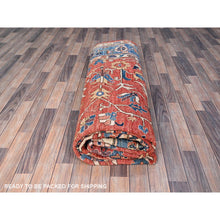 Load image into Gallery viewer, 9&#39;x12&#39; Jasper Red, Soft And Shiny Wool, Hand Knotted All Over Heriz Design, Densely Woven, Aryana Oriental Rug FWR519468