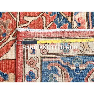 9'x12' Jasper Red, Soft And Shiny Wool, Hand Knotted All Over Heriz Design, Densely Woven, Aryana Oriental Rug FWR519468