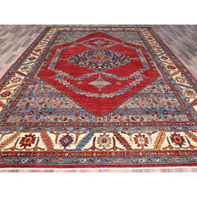 Load image into Gallery viewer, 10&#39;x14&#39;4&quot; Fire Brick Red, Hand Knotted, Natural Dyes, 100% Wool, Afghan Heriz With Open Field Bakshaish Design And Distinct Abrash, Densely Woven, Oriental Rug FWR519498