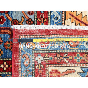 10'x14'4" Fire Brick Red, Hand Knotted, Natural Dyes, 100% Wool, Afghan Heriz With Open Field Bakshaish Design And Distinct Abrash, Densely Woven, Oriental Rug FWR519498