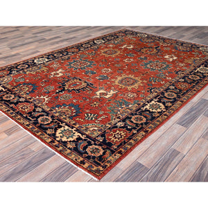 6'1"x8'10" Cardinal Red, Vegetable Dyes, Heriz All Over Design, Ghazni Wool, Aryana Collection, Hand Knotted, Oriental Rug FWR519516