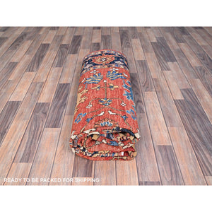6'1"x8'10" Cardinal Red, Vegetable Dyes, Heriz All Over Design, Ghazni Wool, Aryana Collection, Hand Knotted, Oriental Rug FWR519516