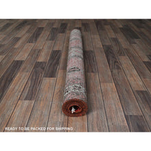 Load image into Gallery viewer, 3&#39;9&quot;x6&#39;2&quot; Blush Red, Vintage Persian Baluch with Geometric Pattern, Shaved Low, Zero Pile, Evenly Worn, Sides and Ends Professionally Secured, Clean, Hand Knotted, 100% Wool, Oriental Rug 65 FWR5190