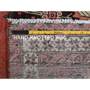 3'9"x6'3" Orange Colorful Afghan Baluch Geometric Design Hand Knotted Pure Wool Oriental Rug FWR319908