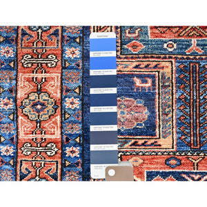 2'9"x9'1" Tangerine Orange, Ghazni wool With Antique All Over Caucasian Design, Afghan, Hand Knotted, Vegetable Dyes, Hand Spun, Oriental Runner Rug FWR519624