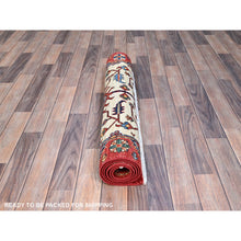 Load image into Gallery viewer, 3&#39;2&quot;x6&#39;1&quot; Tuscan Beige With Carmine Red Border, Luxurious Wool, Hand Knotted, Natural Dyes, Aryana Collection, Oriental Rug FWR519642
