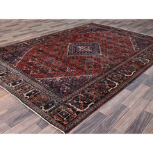 Load image into Gallery viewer, 6&#39;9&quot;x10&#39;1&quot; Ivory, Cropped Thin Distressed Look Worn Wool, Hand Knotted Old Persian Kerman, Oriental Rug FWR491646