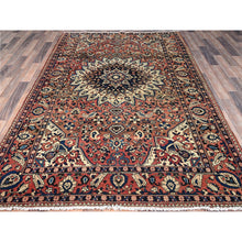 Load image into Gallery viewer, 5&#39;3&quot;x8&#39;6&quot; Dusted Clay Red With Large Medallion Design, All Natural Wool, Densely Woven, Vegetable Dyes, Hand Knotted, Vintage Persian Bakhtiar Oriental Rug FWR519744