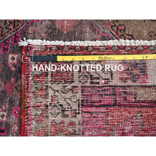 Load image into Gallery viewer, 3&#39;6&quot;x10&#39;9&quot; Multicolored, Sheared Low Distressed Look, Cropped Thin, Evenly Worn, Soft Wool, Hand Knotted, Persian Heriz, Sides And Ends Professionally Secured, Antique Runner Oriental Rug FWR519984