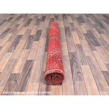 Load image into Gallery viewer, 4&#39;3&quot;x9&#39;3&quot; Rusty Red, Semi Antique Shiraz with Geometric Medallion, Evenly Worn, Full Pile, Organic Wool, Sides And Ends Professionally Secured and Cleaned, Sheared Low, Hand Knotted, Distressed, Wide Runner Oriental Rug FWR520080