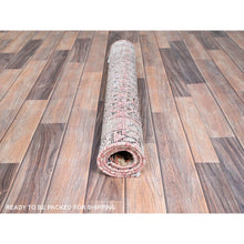 Load image into Gallery viewer, 2&#39;9&quot;x3&#39;10&quot; Canyon Sunset Orange, Hand Knotted With Boteh All Over Design, Distressed Look, Cropped Thin, Soft And Silky Wool, Evenly Worn With No Holes, Persian Sarouk Mir, Antique Oriental Rug FWR520104