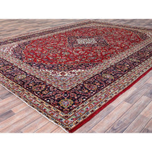 Load image into Gallery viewer, 9&#39;9&quot;x13&#39; Ajax Red, Hand Knotted Vintage Persian Kashan With Central Medallion Design, Sides And Ends Professionally Secured And Cleaned, Mint Condition, Fine Wool Pile, Oriental Rug FWR520176