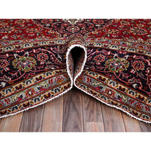 Load image into Gallery viewer, 9&#39;9&quot;x13&#39; Ajax Red, Hand Knotted Vintage Persian Kashan With Central Medallion Design, Sides And Ends Professionally Secured And Cleaned, Mint Condition, Fine Wool Pile, Oriental Rug FWR520176