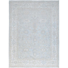 Load image into Gallery viewer, 9&#39;1&quot;x12&#39; Sterling Gray, Extra Soft Wool, White Wash Peshawar, Soft To The Touch, Hand Knotted, Geometric Design, Oriental Rug FWR520230
