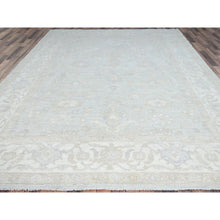 Load image into Gallery viewer, 9&#39;1&quot;x12&#39; Sterling Gray, Extra Soft Wool, White Wash Peshawar, Soft To The Touch, Hand Knotted, Geometric Design, Oriental Rug FWR520230