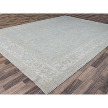 Load image into Gallery viewer, 9&#39;1&quot;x12&#39; Sterling Gray, Extra Soft Wool, White Wash Peshawar, Soft To The Touch, Hand Knotted, Geometric Design, Oriental Rug FWR520230