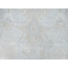 Load image into Gallery viewer, 9&#39;1&quot;x12&#39; Sterling Gray, Extra Soft Wool, White Wash Peshawar, Soft To The Touch, Hand Knotted, Geometric Design, Oriental Rug FWR520230