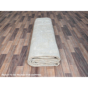 9'1"x12' Sterling Gray, Extra Soft Wool, White Wash Peshawar, Soft To The Touch, Hand Knotted, Geometric Design, Oriental Rug FWR520230