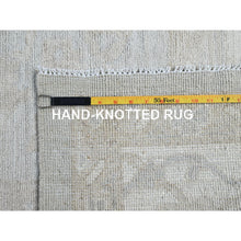 Load image into Gallery viewer, 9&#39;1&quot;x12&#39; Sterling Gray, Extra Soft Wool, White Wash Peshawar, Soft To The Touch, Hand Knotted, Geometric Design, Oriental Rug FWR520230