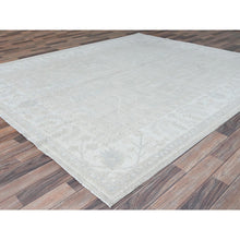 Load image into Gallery viewer, 8&#39;1&quot;x9&#39;7&quot; Alabaster White, Soft Pile, White Washed Peshawar, Hand Knotted 100% Wool, Afghan Tree Design Oriental Rug FWR520248